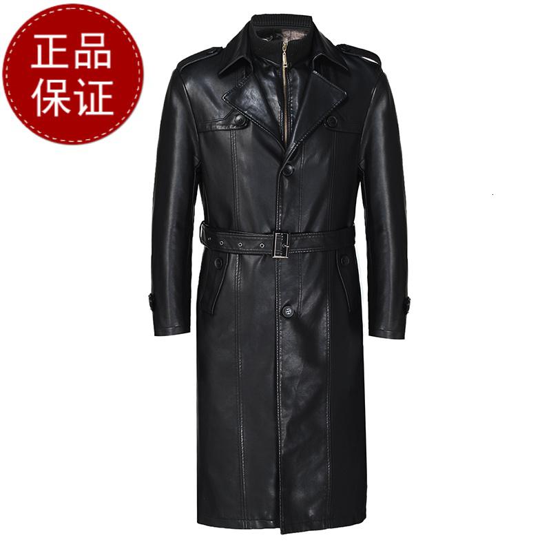 掉皮包换秋冬新款男士长款海宁真皮皮衣绵羊皮风衣港风男外套潮过膝皮大衣早买早便宜_477 190/100A 黑色