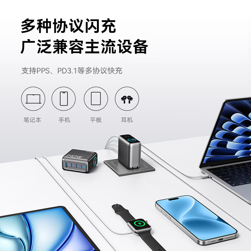 安克(anker)140W智能双视窗氮化镓充电器 B2697高清大图