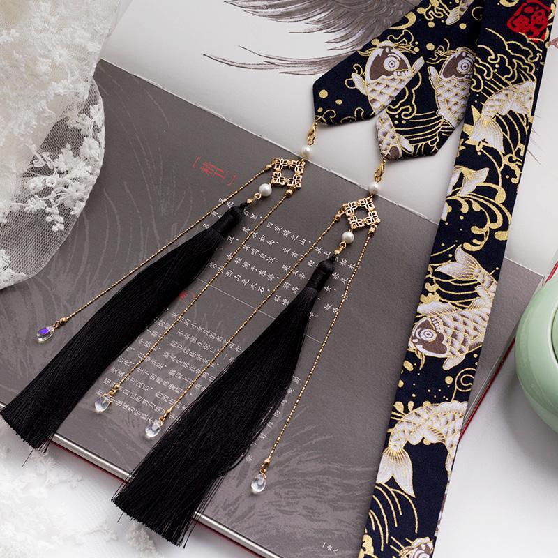 云深不知处古装宫铃发绳古风汉服原创流苏发带 超仙复古束发头饰 米色