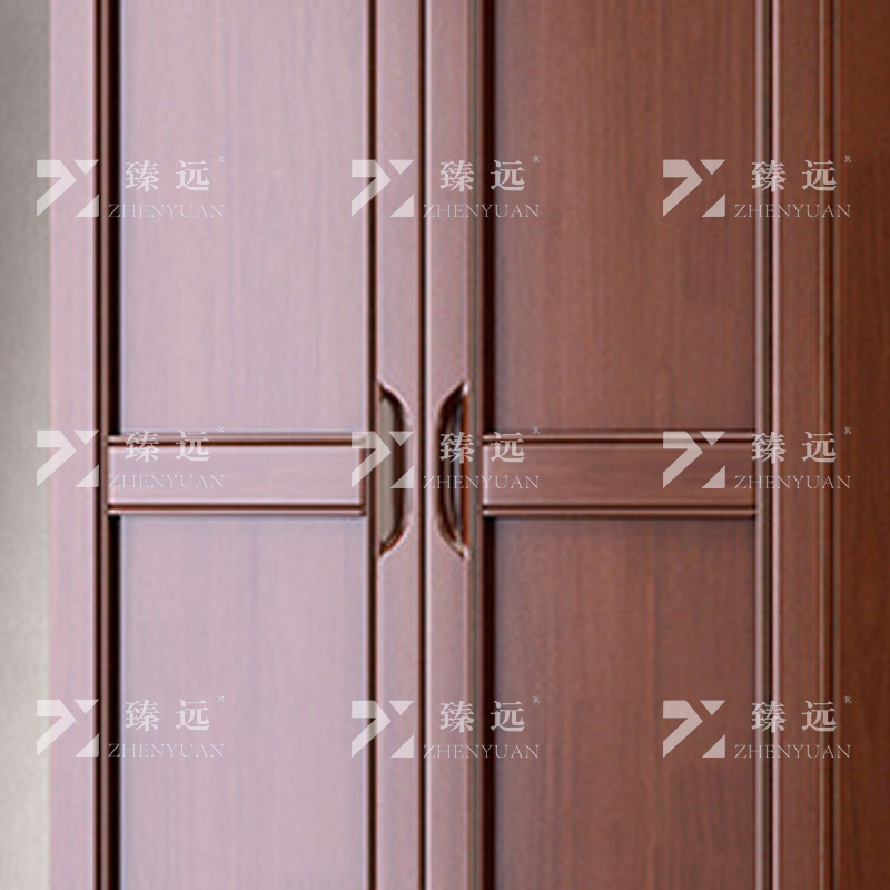 臻远 ZY4022712中式实木衣柜对开二门衣柜卧室收纳大衣橱 胡桃色
