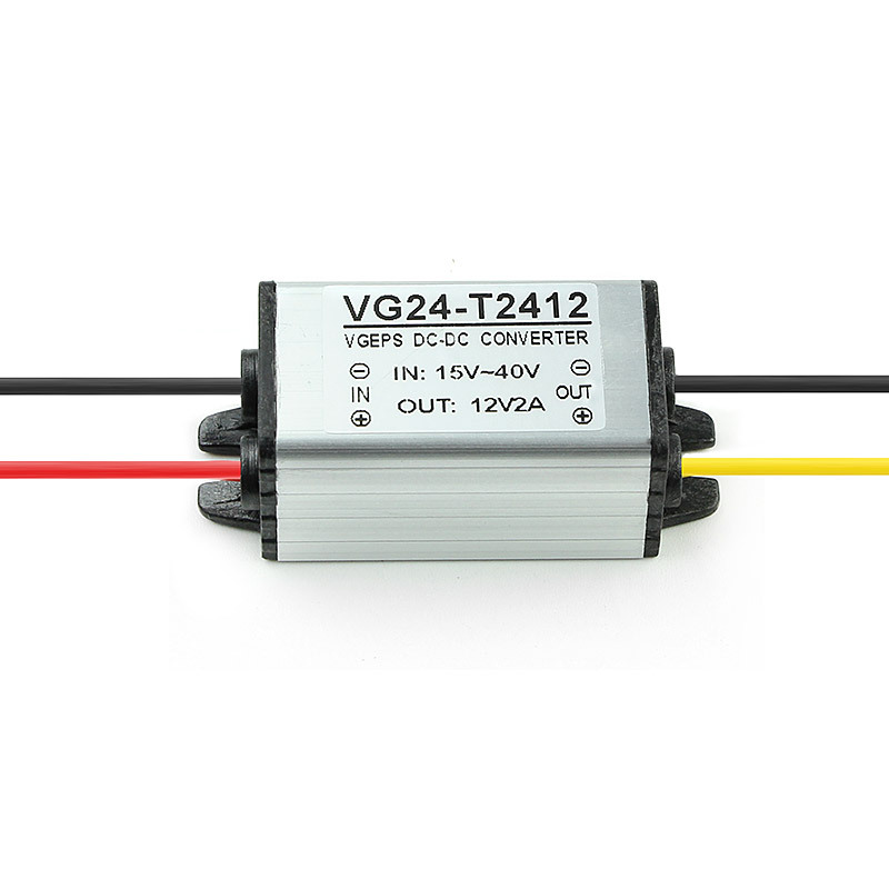 鹿途 24V转12V降压器2A/24W 货车大巴车车载影音倒车影像低音炮改装电源转换器直流模块