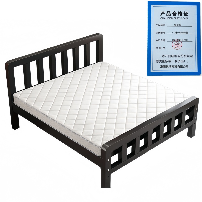 悦兴诚铁艺床1.2米+10cm床垫套高清大图