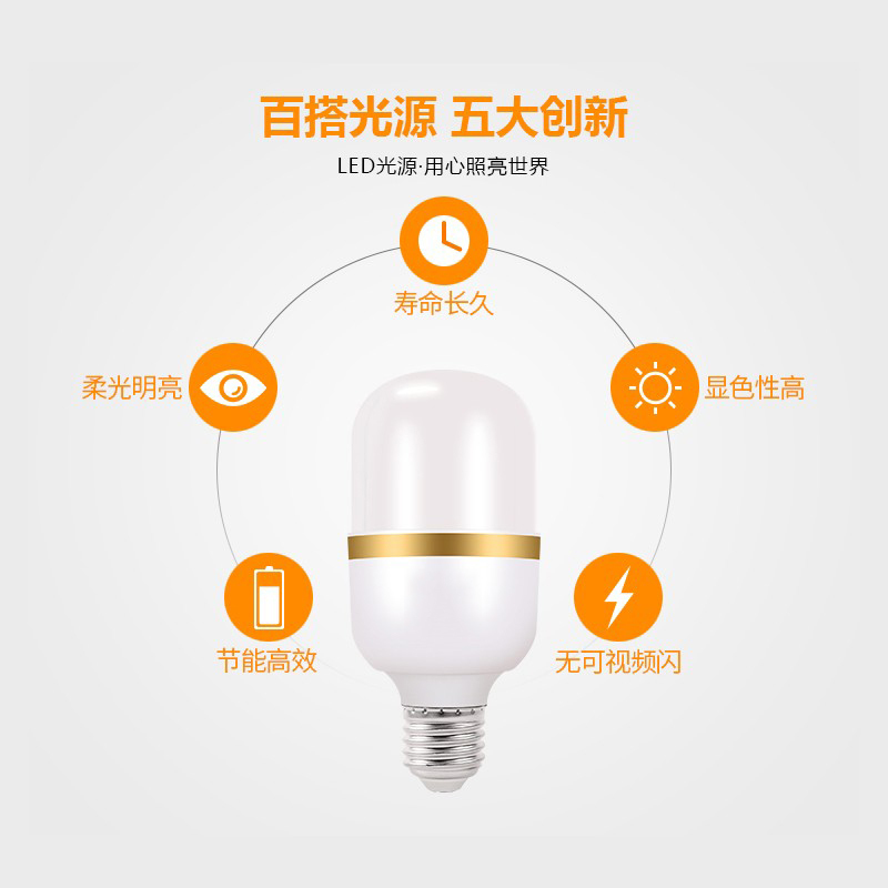 领路者 LED圆柱形螺口灯 E27大螺口 9.5w 6500k 37*115mm单个装JM