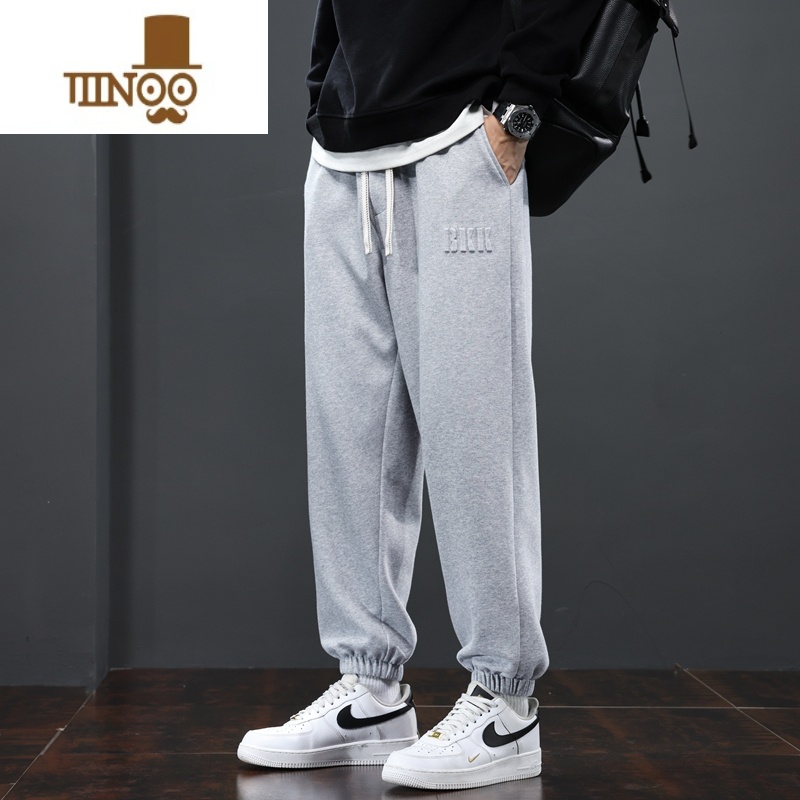 YANXU卫裤男宽松加肥加大码休闲裤子潮流百搭束脚灰色运动裤胖子高清大图