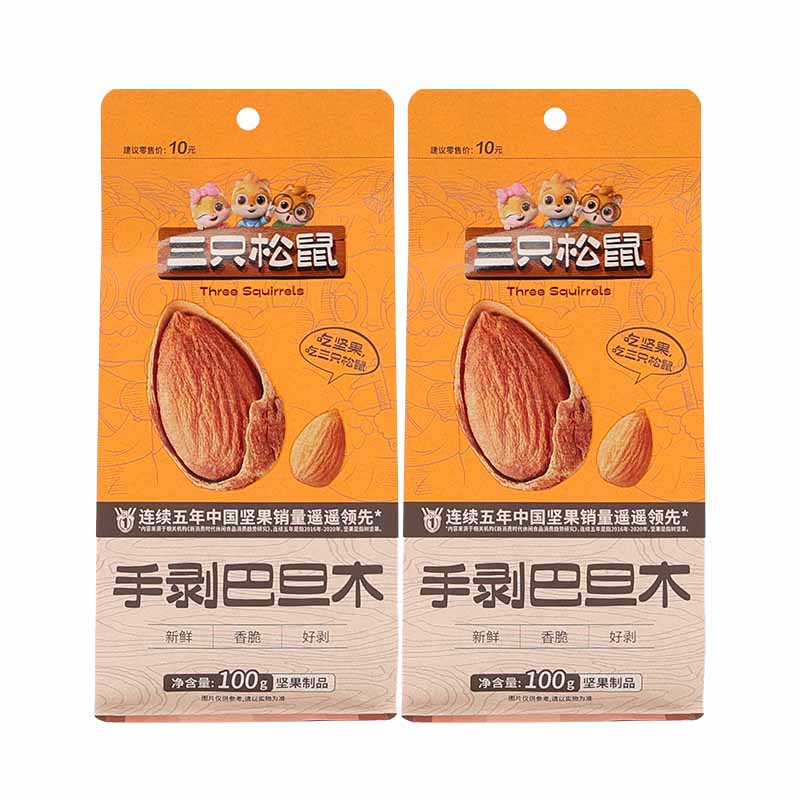三只松鼠巴旦木坚果零食小吃扁桃仁坚果干果巴旦木100g*2袋
