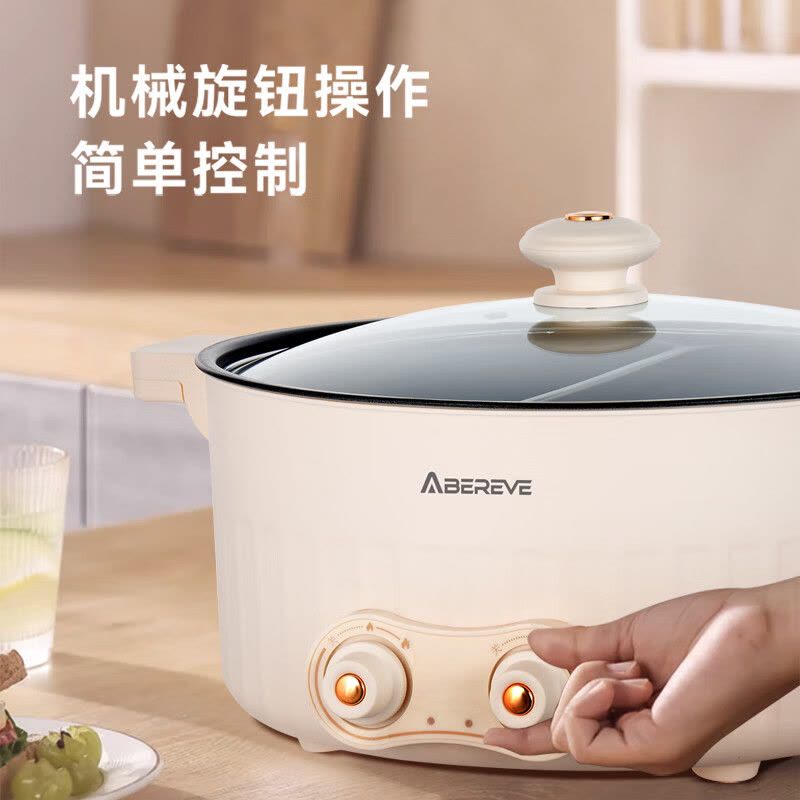 艾贝丽多功能鸳鸯锅家用电热火锅6L大容量独立控温涮煮一体料理锅ABL-HG671图片