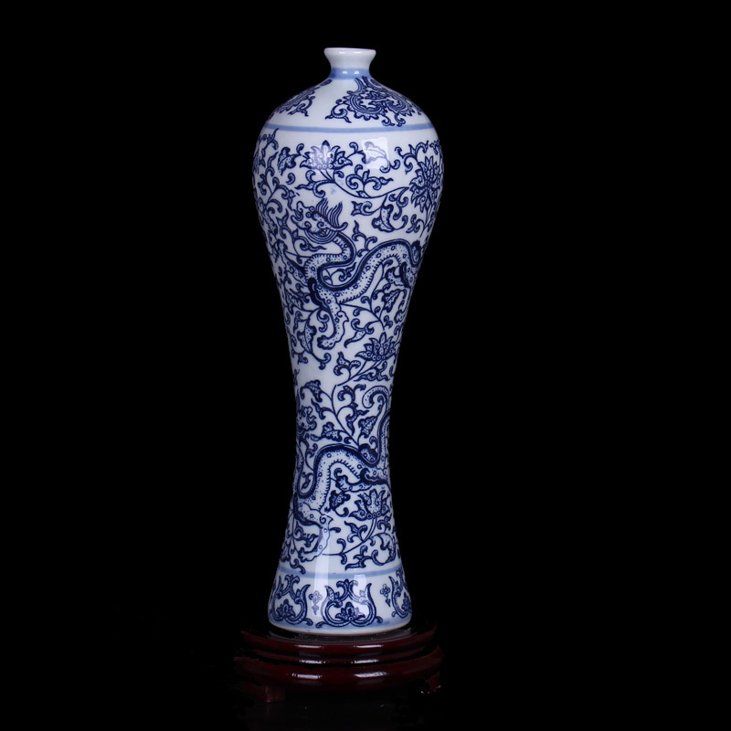 景德镇陶瓷器青花瓷花瓶现代简约装饰花瓶摆设工艺品客厅摆件三维工匠