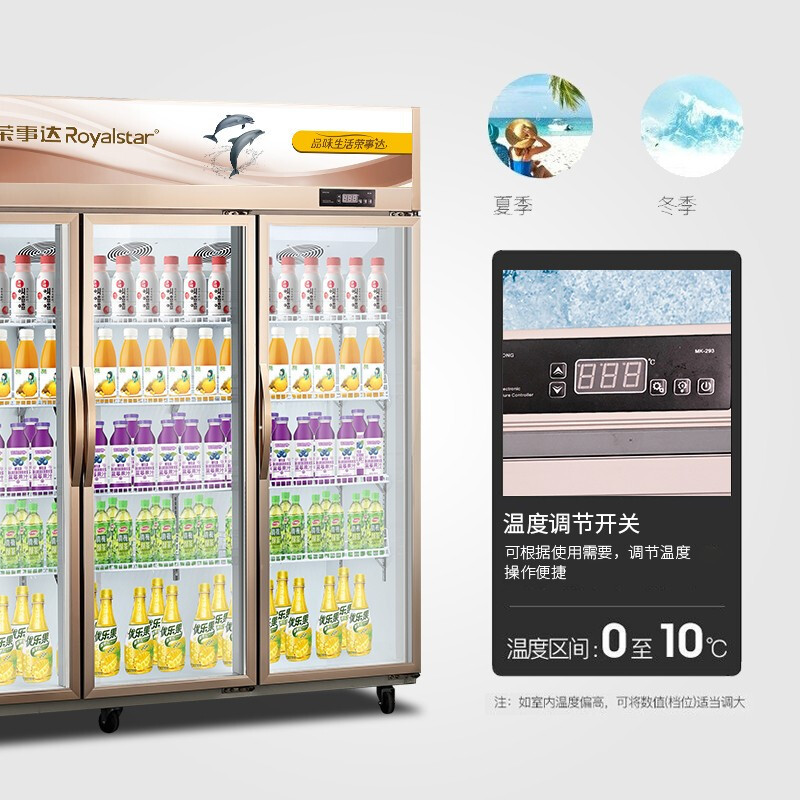 荣事达 经济款 风冷饮料柜上机组 商用展示柜 立式陈列柜 冰柜 冷藏保鲜柜 商用冷柜 啤酒柜 饮料柜LC-1800CF