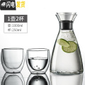 三维工匠冷水壶套装耐热高温玻璃扎壶丹麦SOLO大容量水杯家用凉水壶 小号锥形+2杯【2人世界】（送清洗套2）