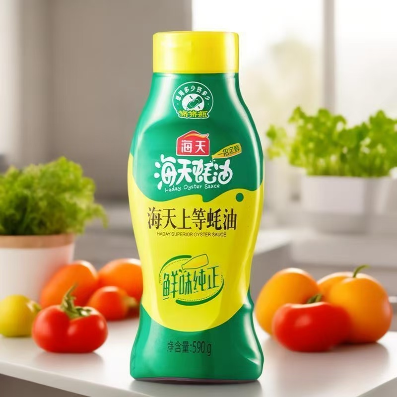 海天蚝油 590g/瓶 挤挤装 海鲜蚝汁提鲜增味点蘸拌馅炒菜高清大图