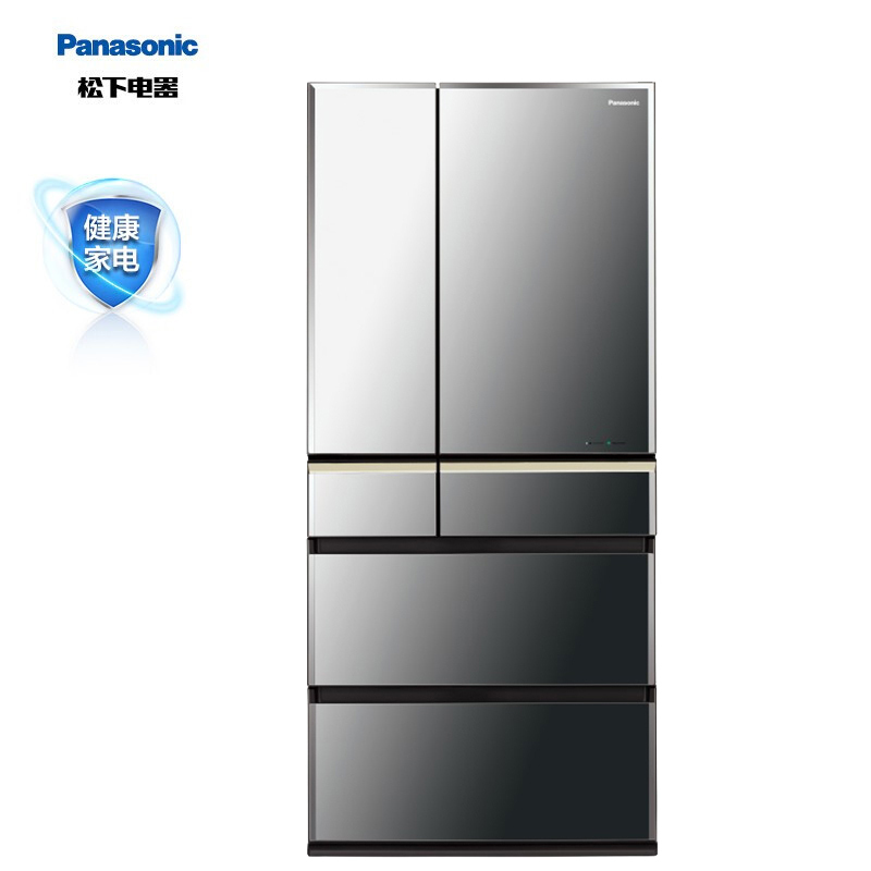 卖场同款松下 NR-F673WX-X5 日本原装进口 659升多门一级能效自动制冰冰箱 纳米水离子除菌 玻璃镜面 玛瑙黑