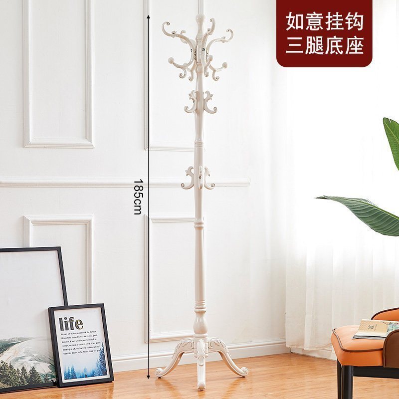 汐岩实木衣帽架落地卧室挂衣架包架单杆式家用室内挂衣服的架子收纳架 三腿-白象色6011个
