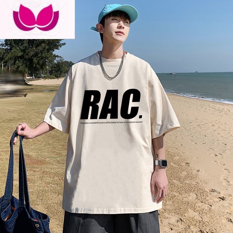 七斓红色美式短袖t恤男士潮牌痞帅夏季复古潮流大码oversize男款衣服图片