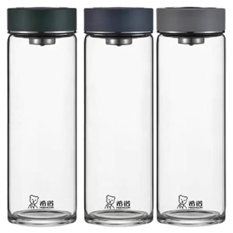 希诺玻璃杯350ml便携耐用单层XN-6087(颜色随机)