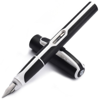 百利金(Pelikan ) style P57d 黑色 F尖 学生办公钢笔熊猫礼盒装