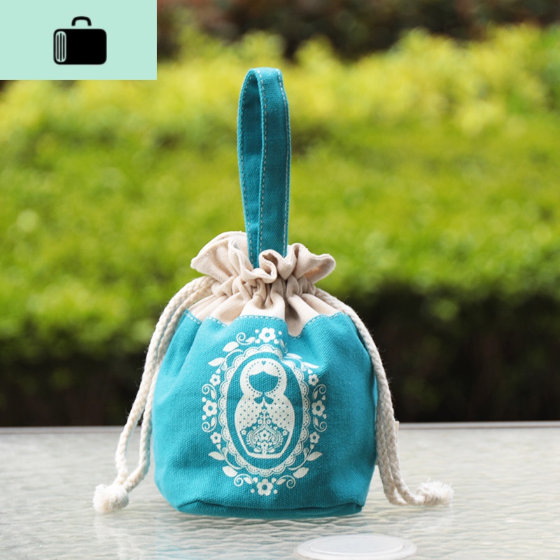 迷你抽绳束口袋女士外出购物手拎小包卫生巾钥匙零钱收纳袋日韩包NEW LAKE女士钱包/卡包 浅蓝色