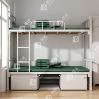 居将 制式营具双人床营房宿舍铁架床双层高低床上下铺钢制组合床公寓床含床下柜