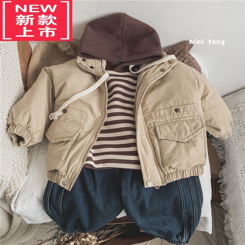 可莉允冬日百搭~韩版儿童加绒保暖纯色牛仔裤子男女宝宝束脚休闲灯笼裤保暖裤图片