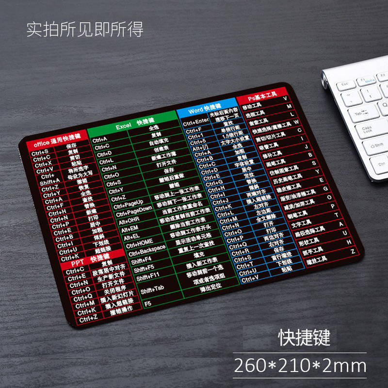 鼠标垫超大加厚鼠标垫卡通女生男小号鼠标垫可爱个性定制护腕【办公快捷键图案+小号】 办公快捷键图案+小号