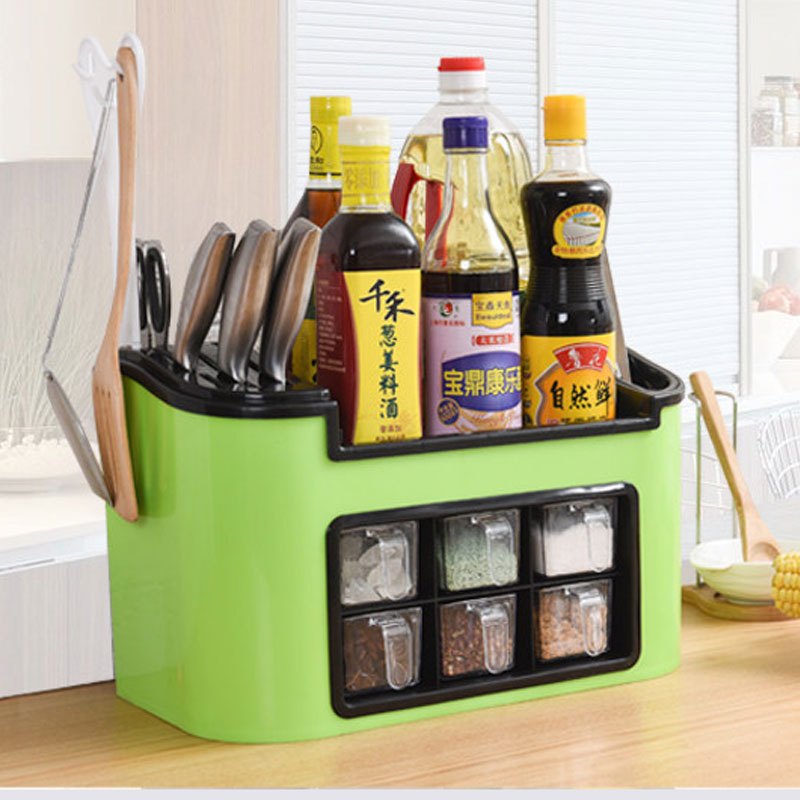 欧式多功能厨房厨具置物架味盒料瓶收纳架料架储物架组合菜刀架生厨具用品活日用收纳用品收纳层架置物架