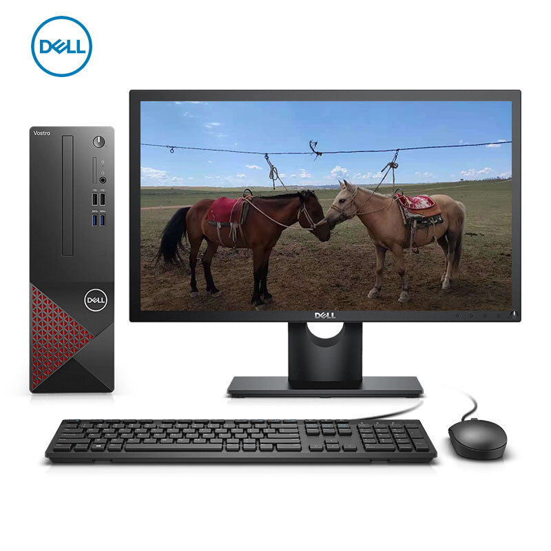 戴尔(DELL)成就Vostro3681全新英特尔十代处理器 更丰富扩展 商用办公 家用娱乐 台式机电脑整机 27英寸屏(Intel i5-10400 4GB 1TB 集显)