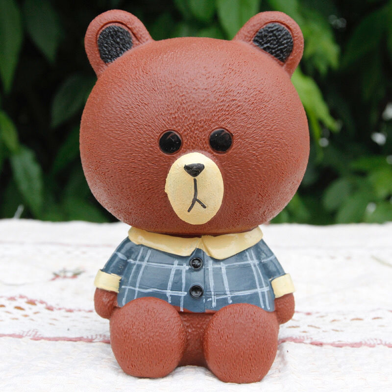 diy涂色娃娃儿童玩具存钱罐摔不坏手工上色亲子储蓄罐 小号布朗熊