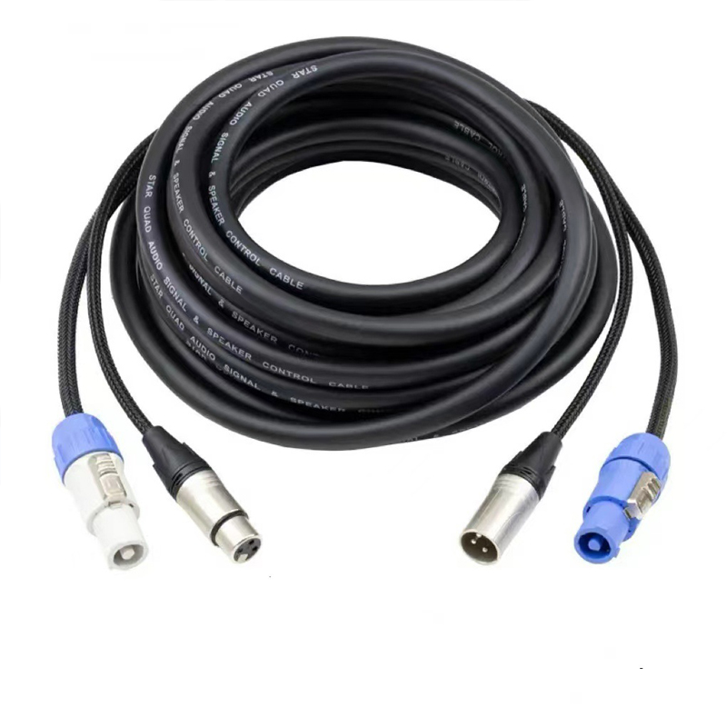 册视舞台灯光3x1.5平方电源线蓝白插DMX512信号复合线卡侬15米条高清大图