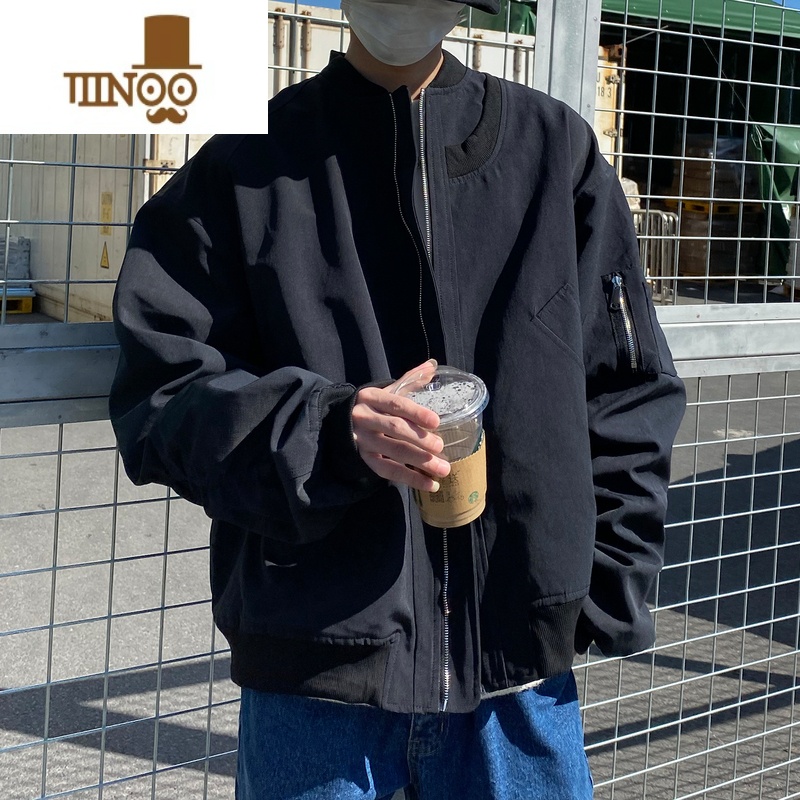 YANXU外套男款ins潮流潮牌美式复古设计感夹克宽松青少年棒球外高清大图