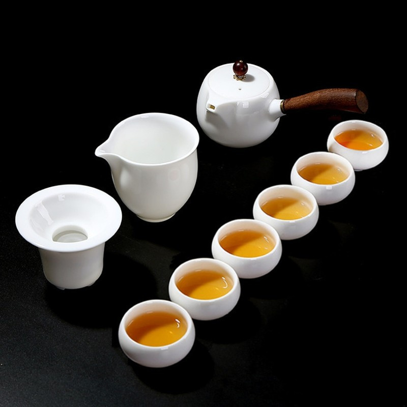 鼎亨陶瓷茶具套装功夫茶具整套玉瓷纯白茶杯茶壶茶道家用办公简约