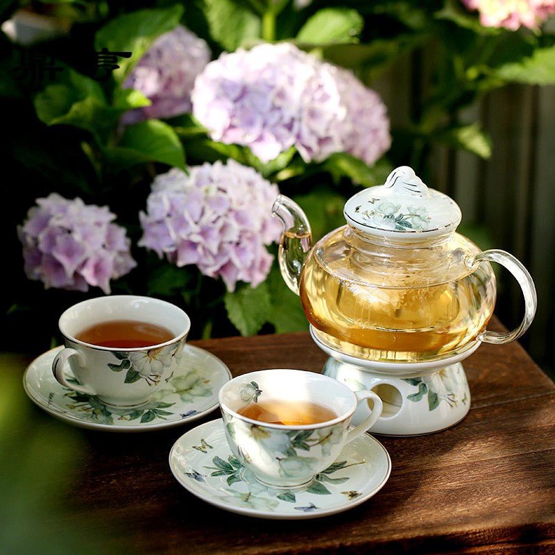 鼎亨那些时光 花茶壶套装花茶具陶瓷水果茶壶花茶茶具 耐热玻璃泡
