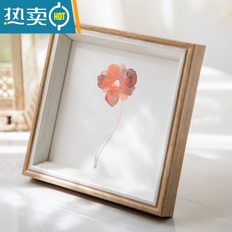 敬平简约北欧正方形洗照片做成相框摆台6寸7寸8寸10 照片框相片油画棒 木纹白 正方形5寸[内径12.7*12.7]摆桌图片