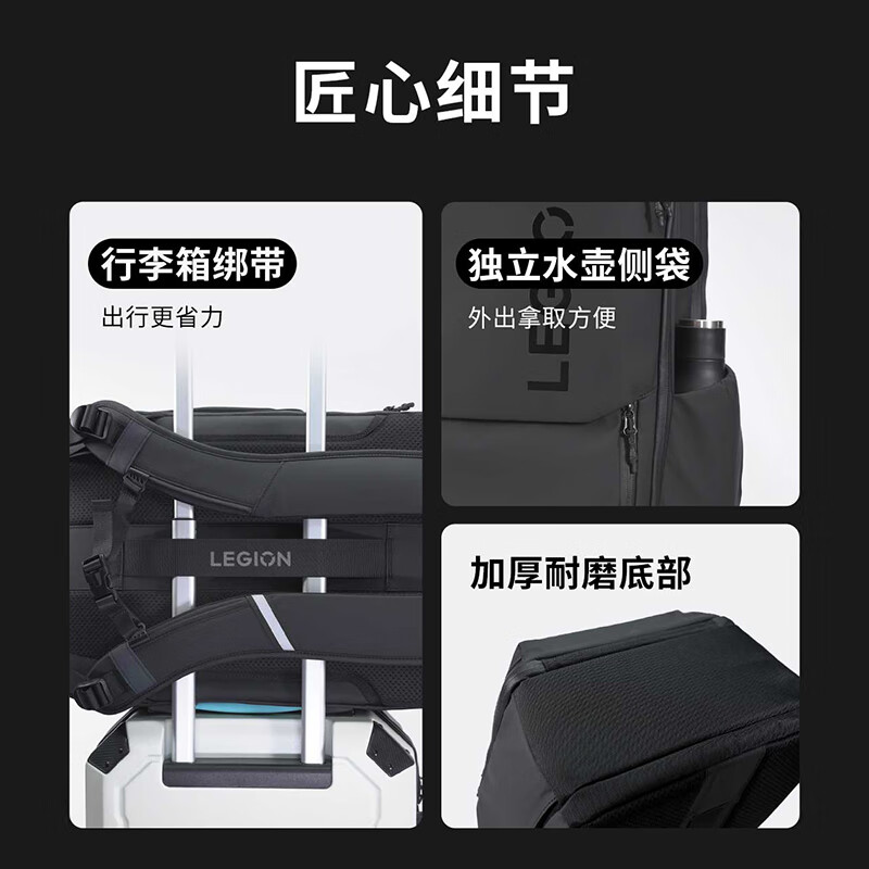 联想(Lenovo) 拯救者多功能双肩包P4 浅灰 21L超大容量 180°全开设计 商务差旅时尚大容量背包书包双肩包高清大图