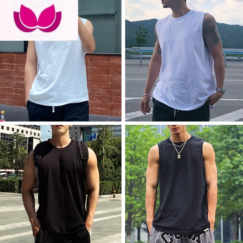 七斓背心男夏季新疆棉宽松运动健身坎肩打底汗衫无袖t恤男士
