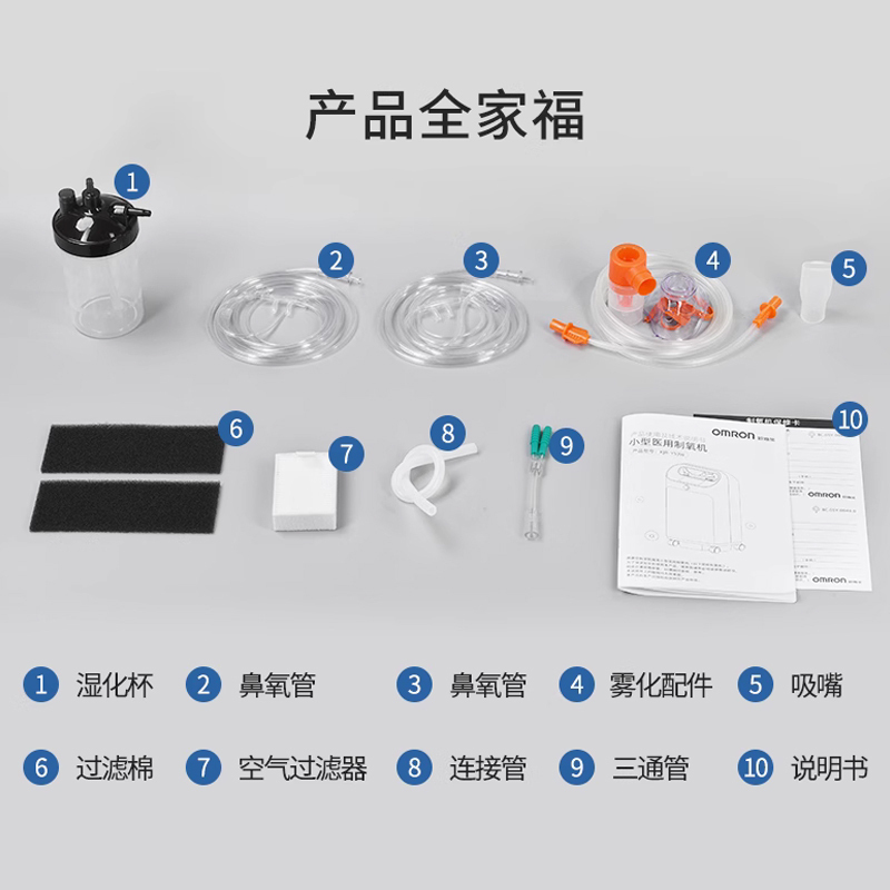 欧姆龙制氧机医用级5L浓度90%家用吸氧机老人孕妇氧气雾化一体机