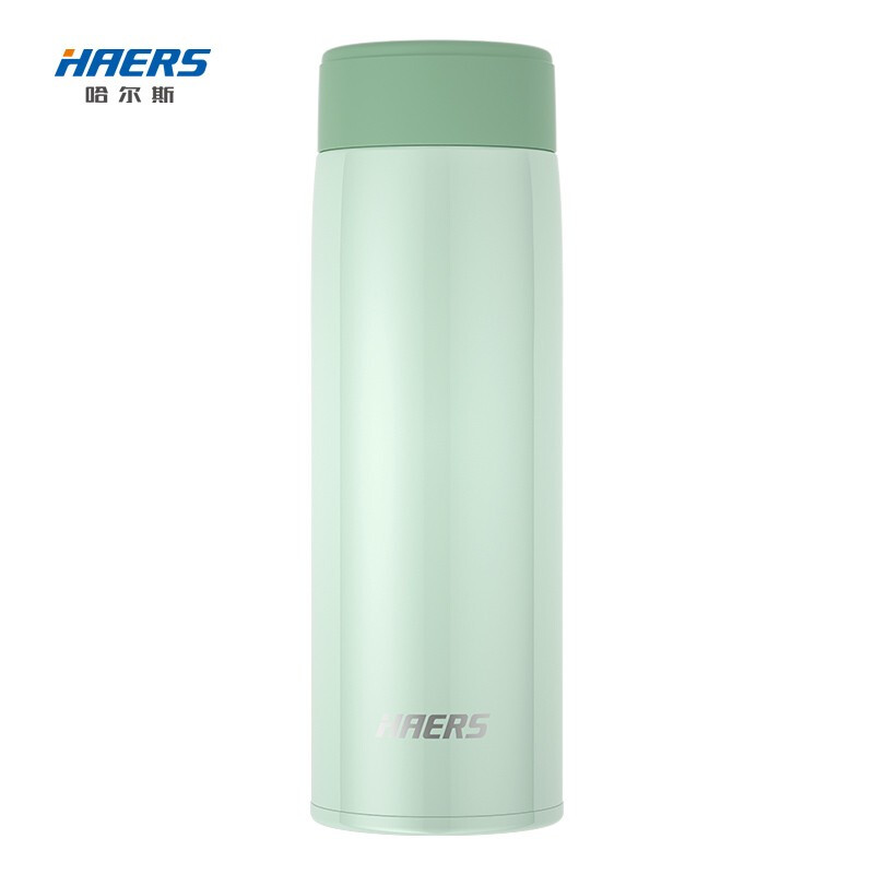 哈尔斯保温杯女316不锈钢水杯学生简约便携直身杯子350ml 浅黄色350ml 豆绿色350ml