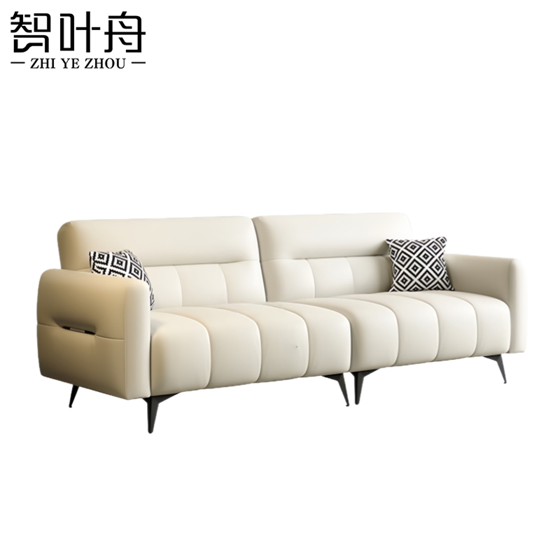 智叶舟布艺沙发四人位240*70*85cm张高清大图