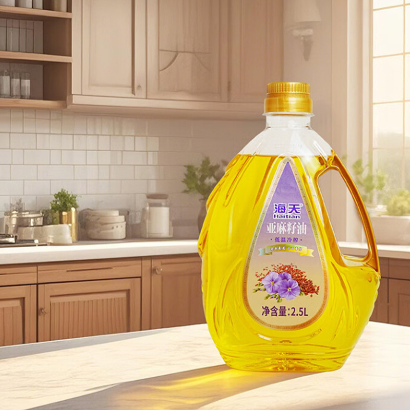 海天亚麻籽油轻烟少腻冷榨营养好油水滴壶2.5L高清大图