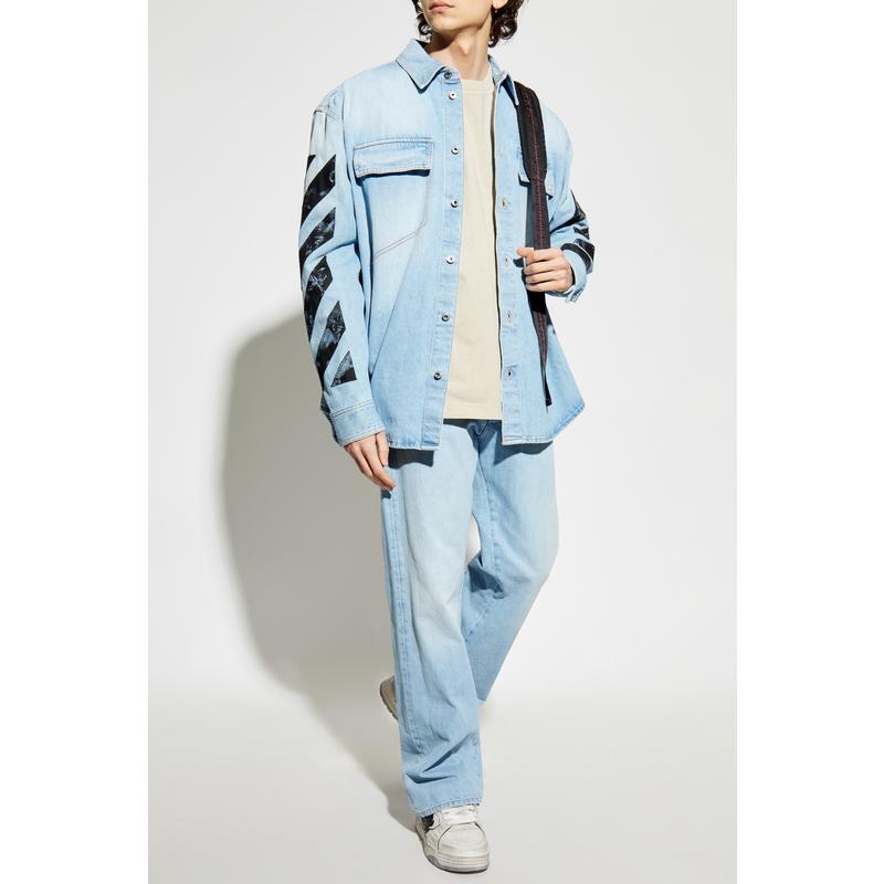 Off-White男士经典牛仔裤五口袋设计时尚靴型剪裁个性风格高清大图