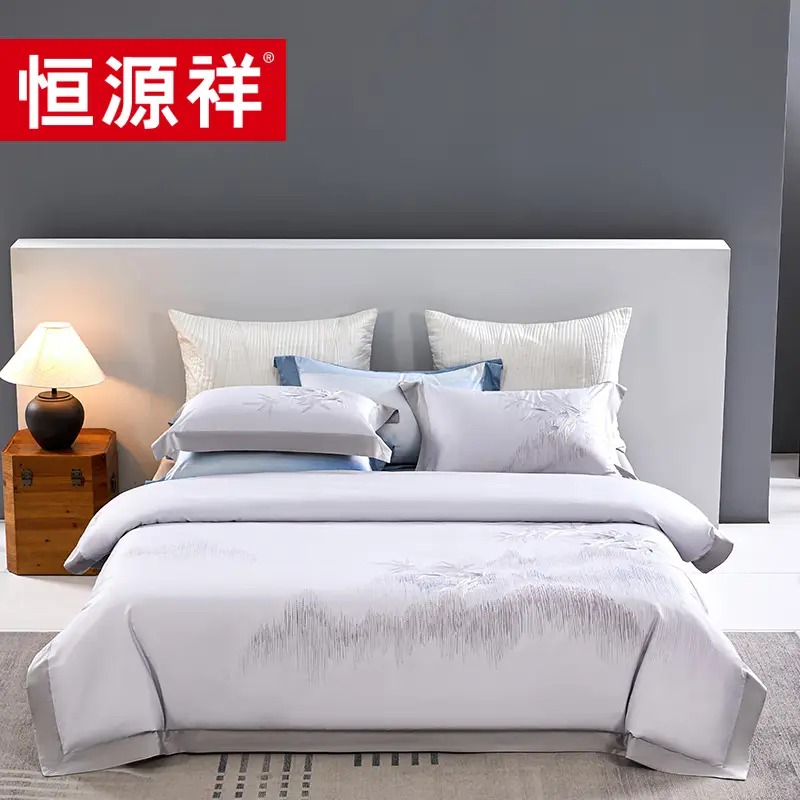 恒源祥TBK3024竹影岚山-高级灰100支数码四件套220*240单位:套