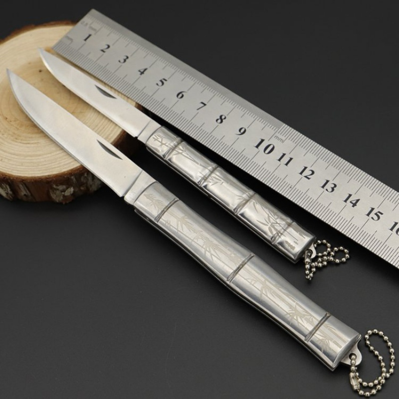 小号白色直竹节高硬度户外竹节刀野营随身小刀野外防身折叠刀创意钢刀