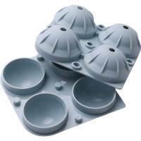 冰球制作器大号硅胶四穴水果冰球模具圆形冷冻冰块威士忌制冰球机 北欧蓝