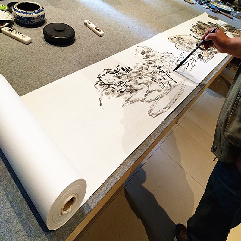 书画长卷宣纸 特净加厚长卷整张百米国画书法创作宣纸 长卷生宣纸