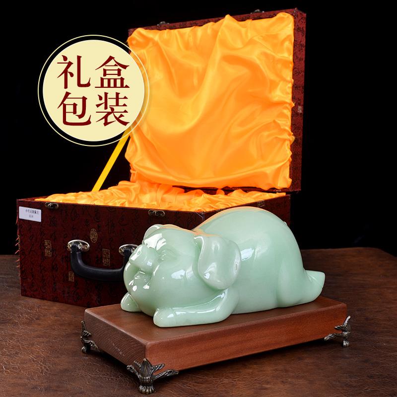 美帮汇玉石猪摆件十二生肖猪摆件家居客厅电视柜酒柜装饰工艺品高清大图