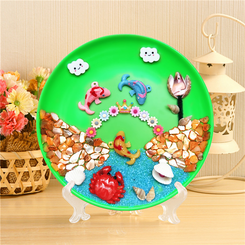 贝壳画 手工幼儿园diy海洋生物创意摆件 儿童贴画材料包制作海螺 2件