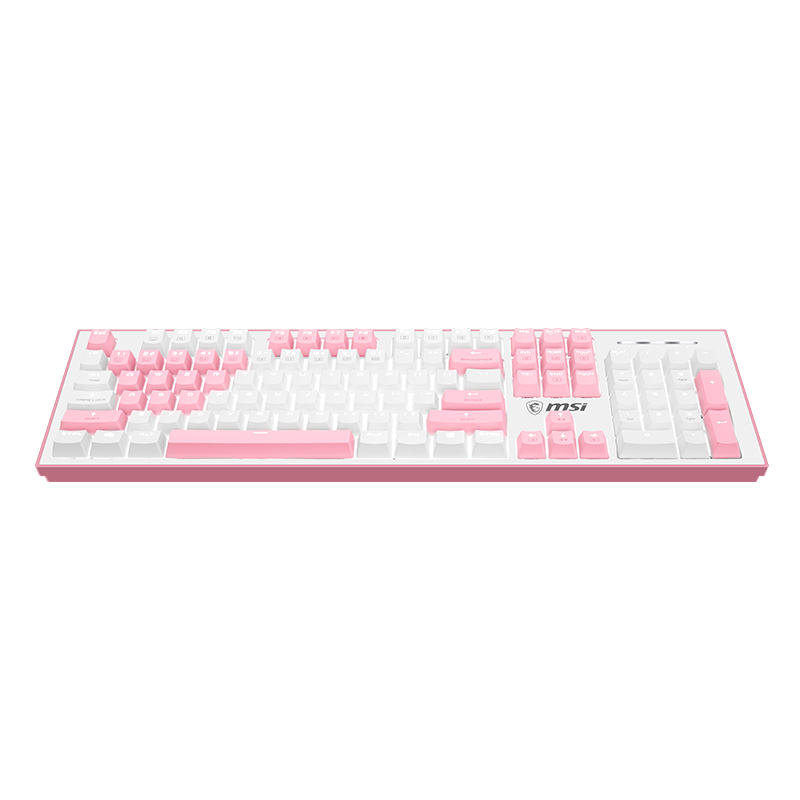 微星(MSI)GK50Z PIXEL 白嘟嘟 机械键盘 红轴 RGB光效 白色背光 有线 游戏电竞办公键盘