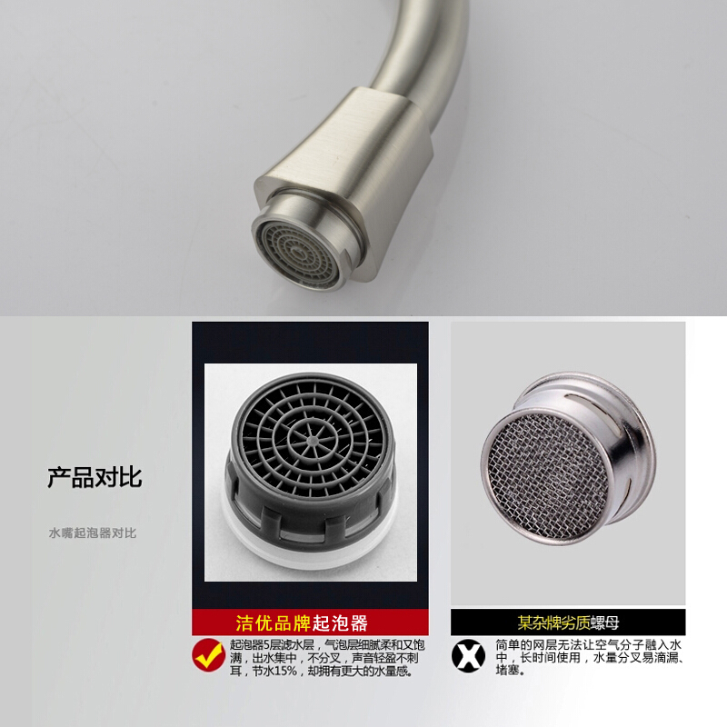 厨房单冷水龙头洗菜盆水槽龙头面盆龙头全铜拉丝可旋转水龙头壹德壹