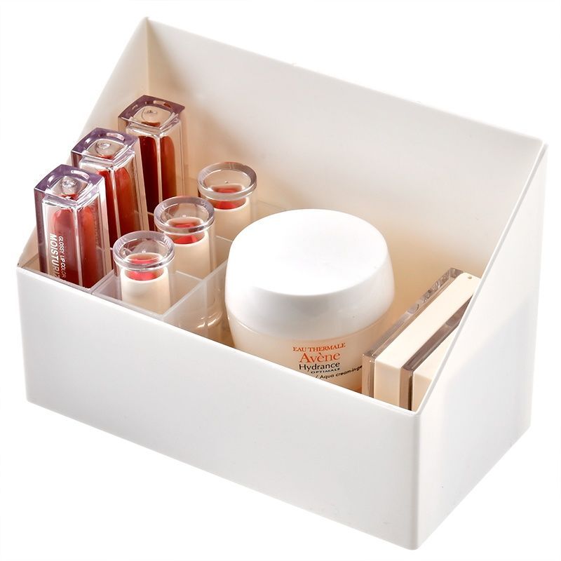 日式镜柜化妆品收纳盒护肤品塑料整理盒桌面置物架白色储物盒多格th1