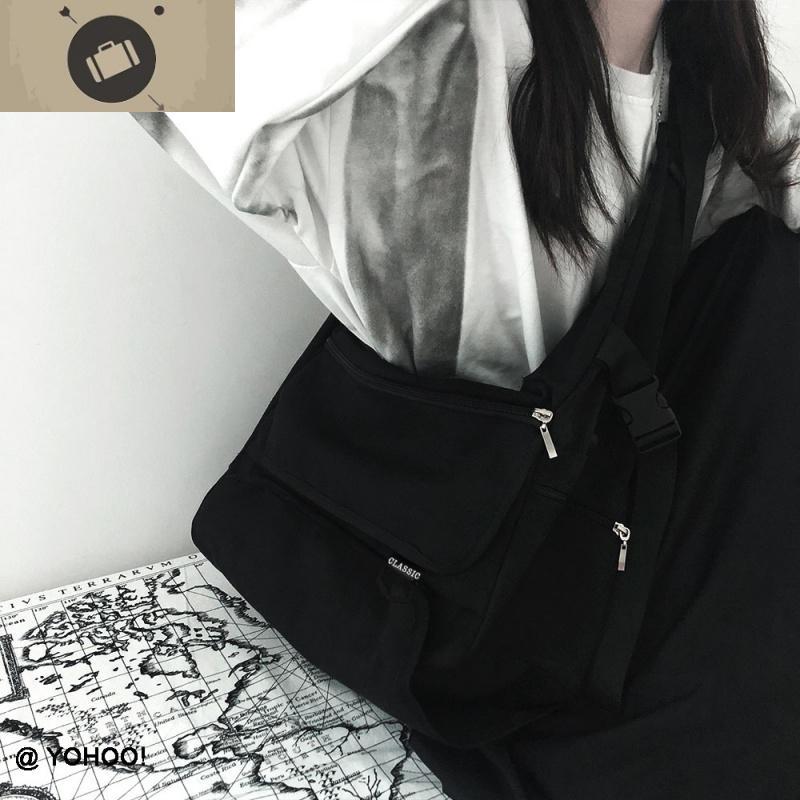 YOHOO!/原创2020新款ins百搭大容量旅行斜挎包包帆布健身书包男女 艾狄伊娃女斜挎包