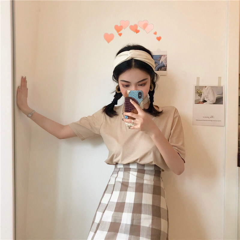 大码高腰格子中长款复古开叉半身裙女夏季胖mm显瘦a字包臀裙200斤