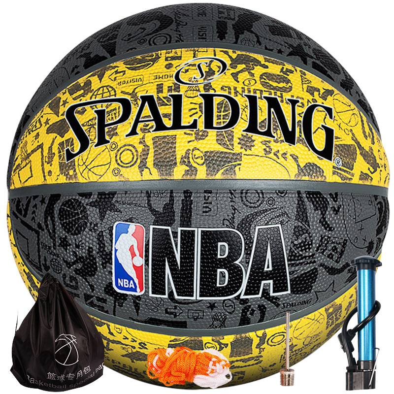 斯伯丁SPALDING篮球通用篮球橡胶篮球83-307NBA涂鸦系列室外橡胶篮球7号标准篮球